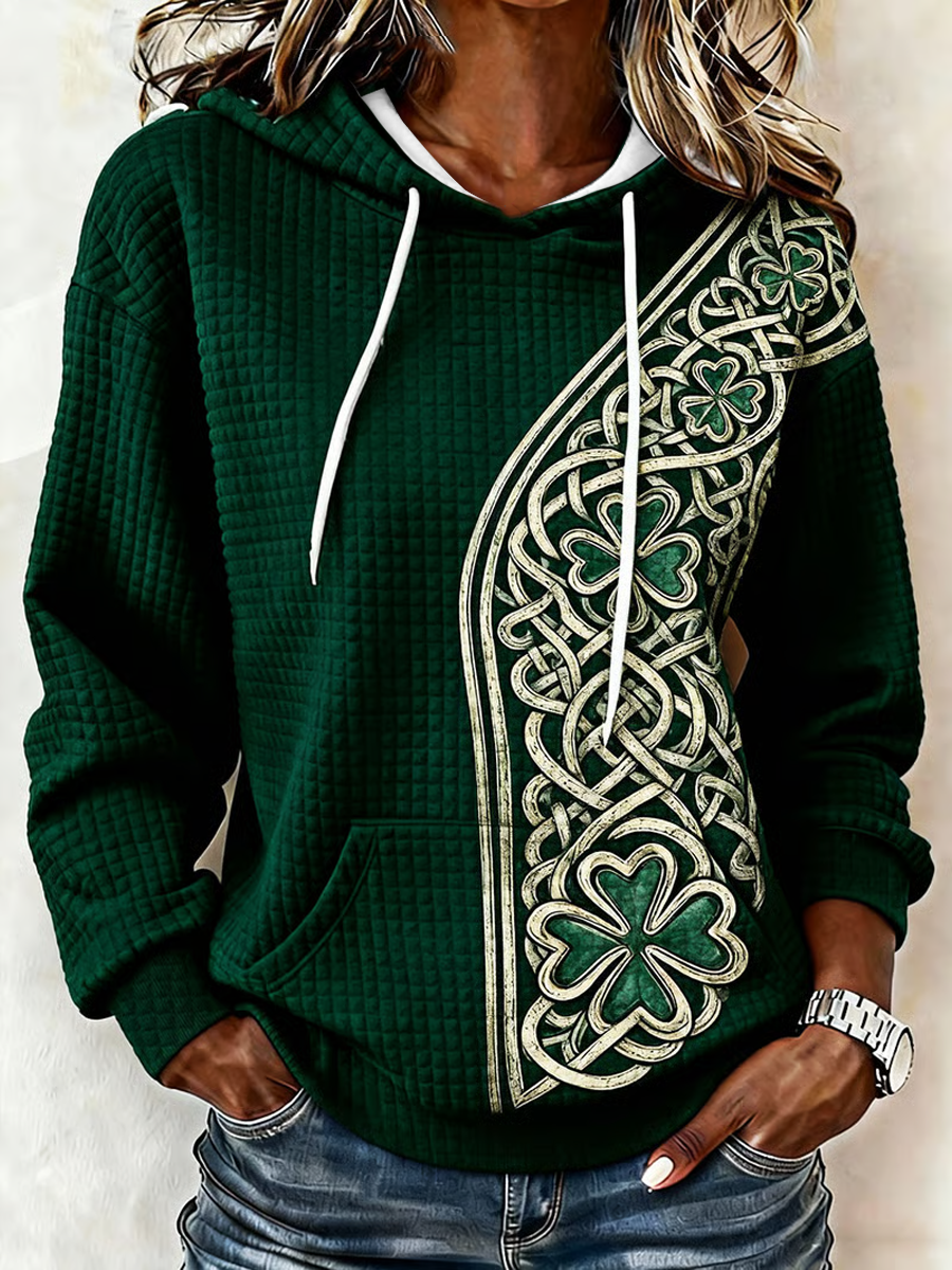 Women's St. Patrick's Day Printed large-sized hooded sweatshirt