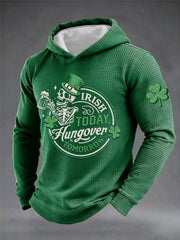 Men's Funny St. Patrick's Day Irish Today Hungover Tomorrow Print Casual Waffle Hoodie