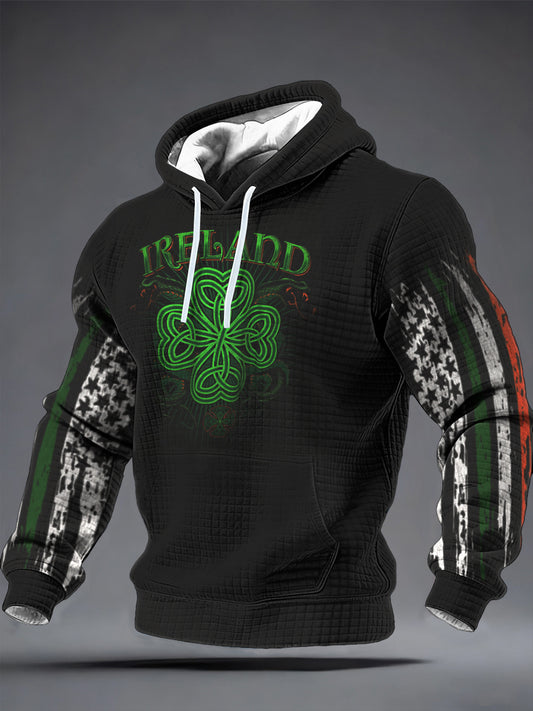 Men's St Patrick's Day  Checkered Cotton Hoodie