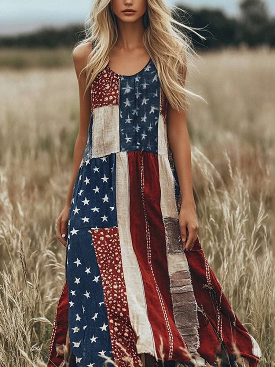 Women's American Flag Patchwork Dress