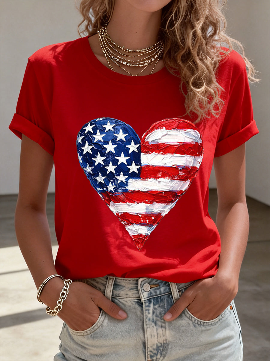 Women's American Heart Print T-Shirt