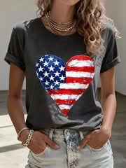Women's American Heart Print T-Shirt