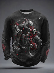 Men's Skull Motorcycle Print Waffle T-Shirts