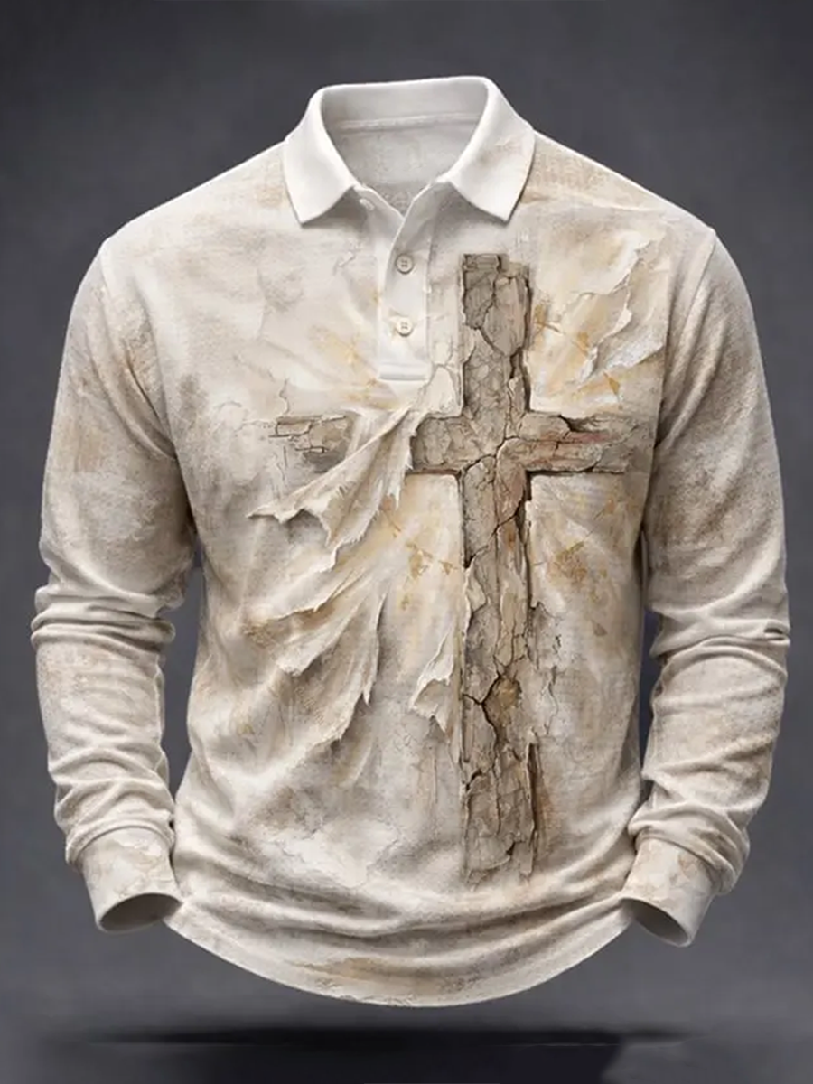 Men's Faith Cross Print long sleeve shirt