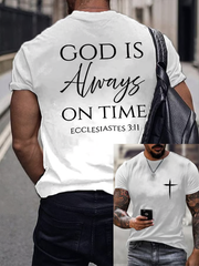Men's God Is Always On Time Printed imitation cotton short-sleeved T-shirt