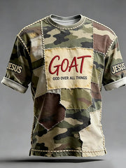 Men's Goat God Over All Things Cross Print Short Sleeve T-shirt