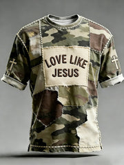 Men's Love Like Jesus Cross Print Short Sleeve T-shirt