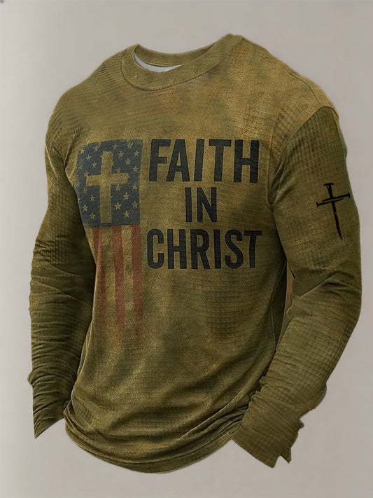 Men's Faith Cross Waffle Long Sleeve T-Shirt
