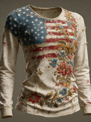 Women's American long-sleeve T-shirt