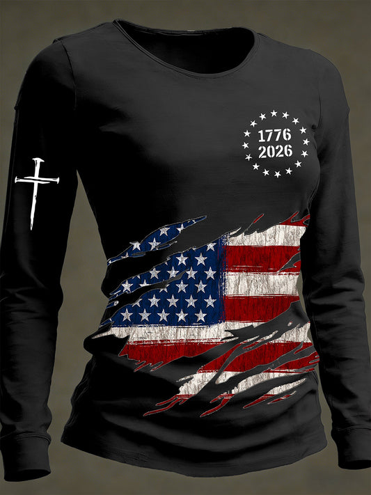Women's American long-sleeve T-shirt