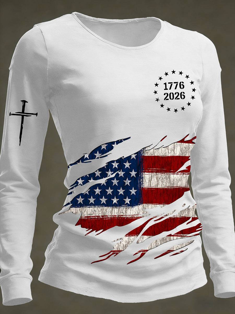 Women's American long-sleeve T-shirt