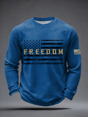 Men's America Freedom Print Waffle Long Sleeve T-Shirt