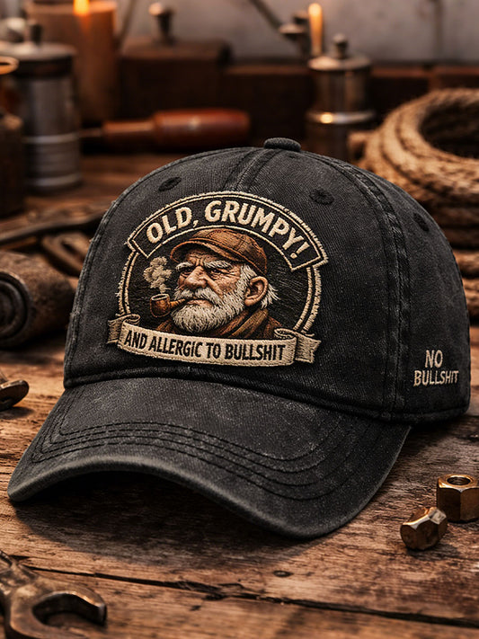 "old, grumpy, and allergic to bullshit" unisex hats