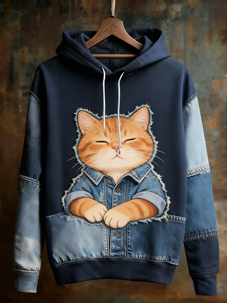 Men's Retro Animal Oversized Drop-Shoulder Hoodie
