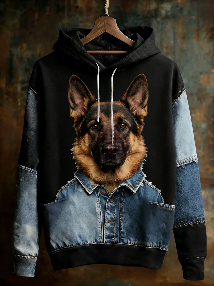 Men's Retro Animal Oversized Drop-Shoulder Hoodie