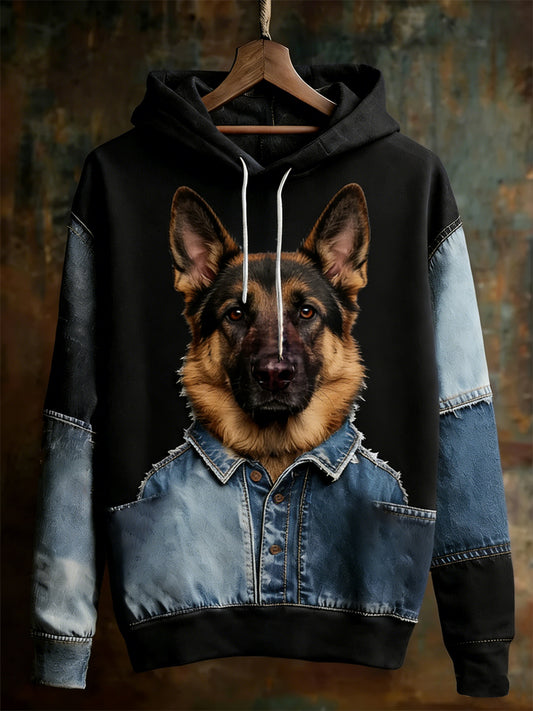 Men's Retro Animal Oversized Drop-Shoulder Hoodie