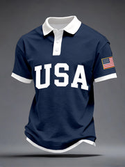 Men's USA Pattern Polo Shirt