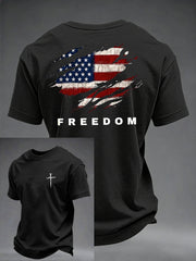 Men's Christian Freedom Cross Flag Short Sleeve T-shirt