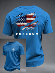 Men's Christian Freedom Cross Flag Short Sleeve T-shirt