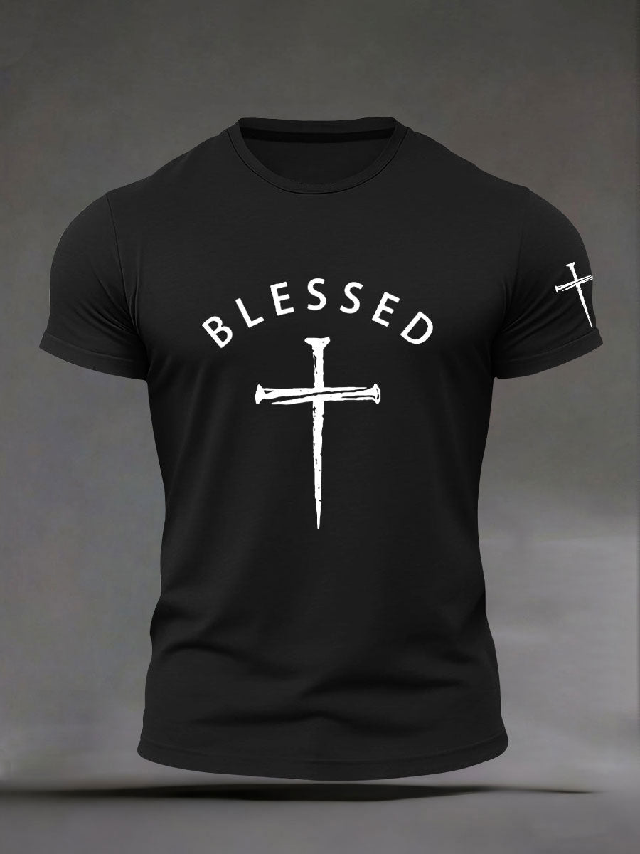 Men's Blessed Print Casual T-Shirt