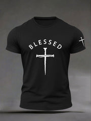 Men's Blessed Print Casual T-Shirt