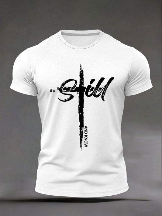 Men's 'Be Still And Know' Printed Casual T-Shirt