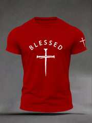 Men's Blessed Print Casual T-Shirt