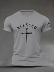 Men's Blessed Print Casual T-Shirt