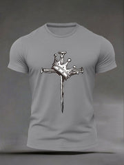 Men's Cross Print Casual T-Shirt