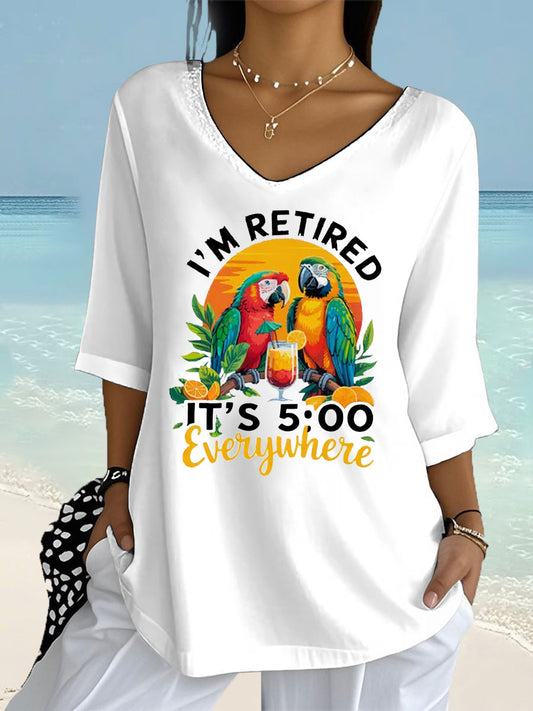 Women's I'm Retired Long Sleeve Printed Shirt