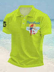 Men's Parrothead For Life Print Casual Polo