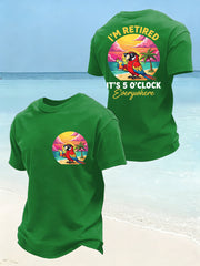 Men's I'm Retired It's 5 O'clock Everywhere Parrot Print Casual Tee