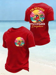 Men's I'm Retired It's 5 O'clock Everywhere Parrot Print Casual Tee