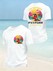 Men's I'm Retired It's 5 O'clock Everywhere Parrot Print Casual Tee