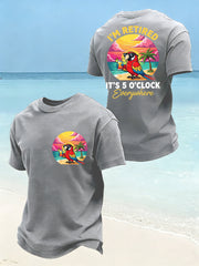 Men's I'm Retired It's 5 O'clock Everywhere Parrot Print Casual Tee