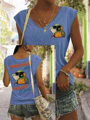 Women's Parrotheads Are Licensed to Chill Print Casual Sleeveless Tee