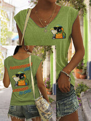 Women's Parrotheads Are Licensed to Chill Print Casual Sleeveless Tee