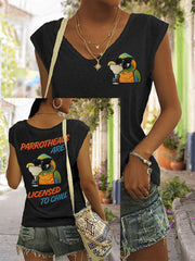Women's Parrotheads Are Licensed to Chill Print Casual Sleeveless Tee