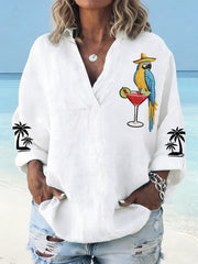 Women's Parrot Print Casual Shirt