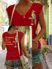 Women's I'm Retired It's 5 O'clock Everywhere Parrot Print Casual Sleeveless T-Shirt