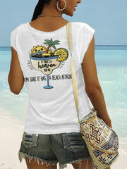 Women's If There's A Heaven For Me, I'm Sure It Has A Beach Attached Print Casual Sleeveless Tee
