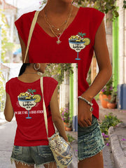 Women's If There's A Heaven For Me, I'm Sure It Has A Beach Attached Print Casual Sleeveless Tee