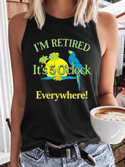 Women's I'm Retired It's 5 O'clock Everywhere Parrot Print Casual Vest