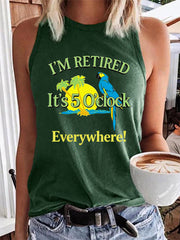Women's I'm Retired It's 5 O'clock Everywhere Parrot Print Casual Vest