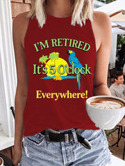 Women's I'm Retired It's 5 O'clock Everywhere Parrot Print Casual Vest
