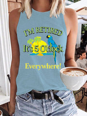 Women's I'm Retired It's 5 O'clock Everywhere Parrot Print Casual Vest