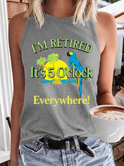 Women's I'm Retired It's 5 O'clock Everywhere Parrot Print Casual Vest