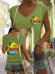 Women's I'm Retired It's 5 O'clock Everywhere Parrot Print Casual V-Neck Tee