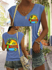 Women's I'm Retired It's 5 O'clock Everywhere Parrot Print Casual V-Neck Tee