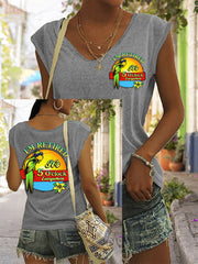 Women's I'm Retired It's 5 O'clock Everywhere Parrot Print Casual V-Neck Tee